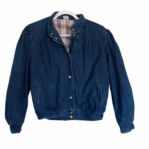 Vintage Womens Denim Jacket Blue Flannel Lined Large - Picture 9 of 10